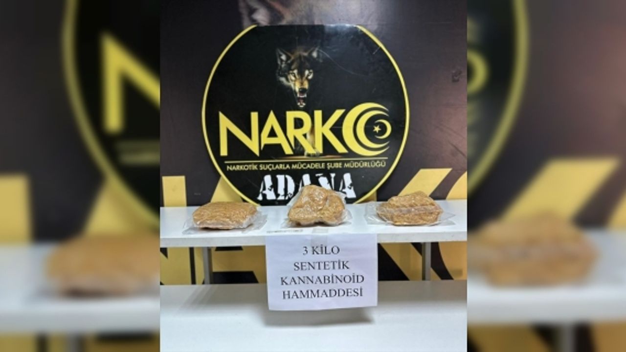 Adana'da 3 kilogram sentetik uyuşturucu ham maddesi ele geçirildi, 4 şüpheli tutuklandı