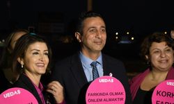 Bursa'da sokak lambaları meme kanseri farkındalığı için pembe yanıyor