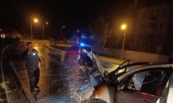Hatay'da refüje çarpan otomobilin sürücüsü yaralandı