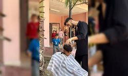Kozanlı berber öğrencileri ücretsiz tıraş etti