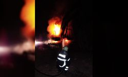 Adana'da park halindeki iş makinesi yandı
