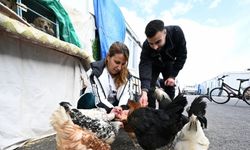 Depremzede çift, hayvan sevgisini konteyner kente taşıdı