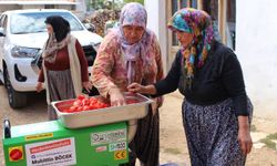 Elmalı'daki kadın üreticilere salça makinesi hibe edildi