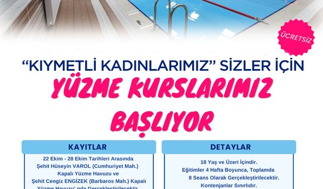 Onikişubat’tan Kadınlara Yönelik Ücretsiz Yüzme Kursu…