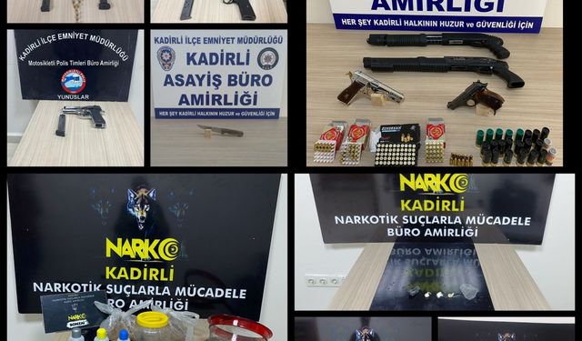 Kadirli'de narkotik ve asayiş uygulamalarında gözaltına alınan 9 şüpheli tutuklandı