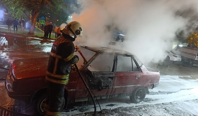 Adana'da park halindeki otomobilde çıkan yangın söndürüldü