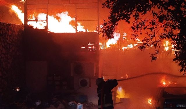 Alanya'da piknik alanındaki restoranda çıkan yangın hasara neden oldu