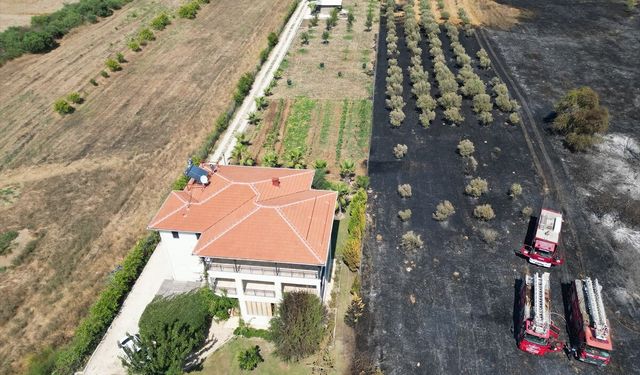Antalya'da otluk alanda çıkan yangın villanın bahçesi ve tekneye zarar verdi