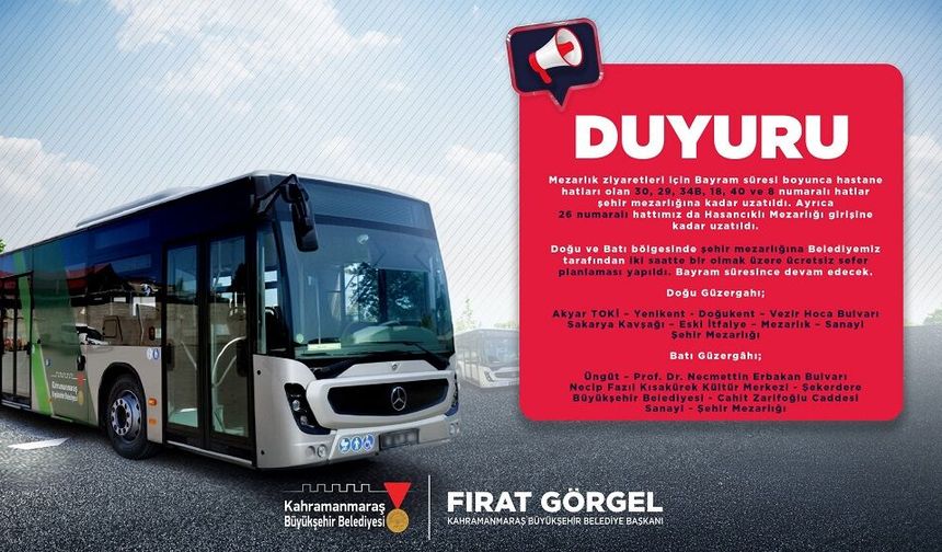 Bayramda Kapıçam Mezarlığı’na Ücretsiz Ulaşım