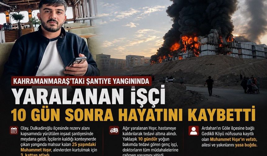 Kahramanmaraş'taki Şantiye Yangınında Yaralanan İşçi 10 Gün Sonra Hayatını Kaybetti