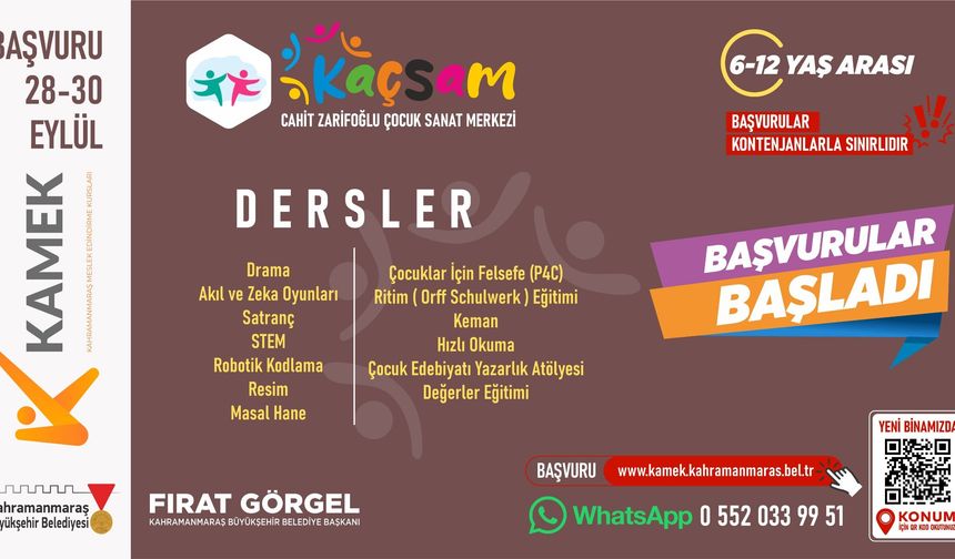 Kahramanmaraş Çocuk Sanat Merkezi’nde Eğitim Heyecanı Başlıyor