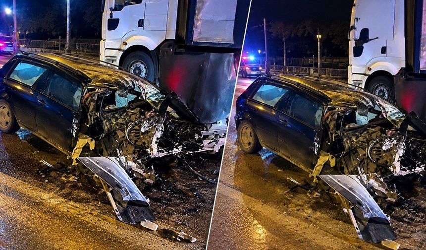 Kahramanmaraş’ta TIR’a çarpan otomobil hurdaya döndü: Sürücü ağır yaralandı